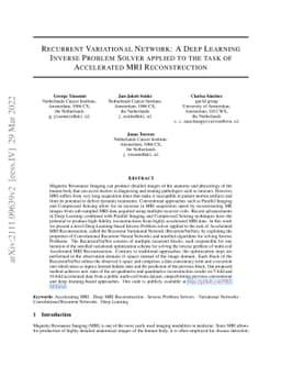 Recurrent Variational Network: A Deep Learning Inverse Problem Solver
  applied to the task of Accelerated MRI Reconstruction
