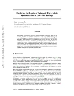 Exploring the Limits of Epistemic Uncertainty Quantification in Low-Shot
  Settings