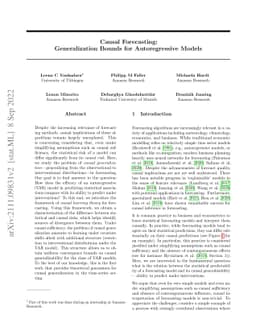 Causal Forecasting:Generalization Bounds for Autoregressive Models
