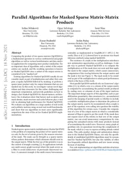 Parallel Algorithms for Masked Sparse Matrix-Matrix Products