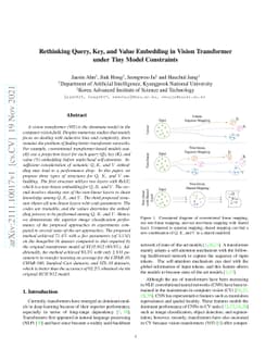 Rethinking Query, Key, and Value Embedding in Vision Transformer under
  Tiny Model Constraints