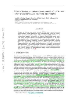 Enhanced countering adversarial attacks via input denoising and feature
  restoring