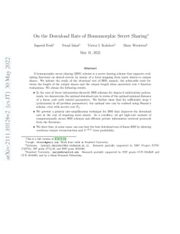 On the Download Rate of Homomorphic Secret Sharing
