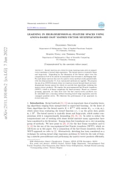 Learning in High-Dimensional Feature Spaces Using ANOVA-Based Fast
  Matrix-Vector Multiplication