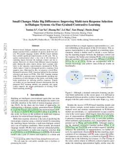Small Changes Make Big Differences: Improving Multi-turn Response
  Selection in Dialogue Systems via Fine-Grained Contrastive Learning