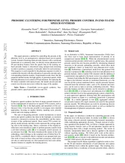 Prosodic Clustering for Phoneme-level Prosody Control in End-to-End
  Speech Synthesis