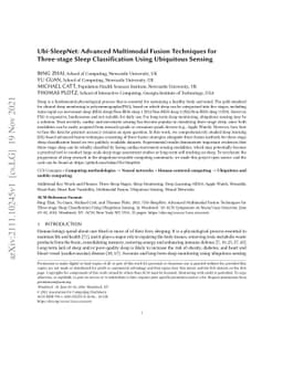 Ubi-SleepNet: Advanced Multimodal Fusion Techniques for Three-stage
  Sleep Classification Using Ubiquitous Sensing