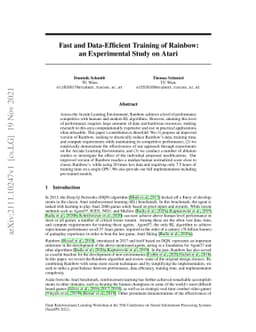 Fast and Data-Efficient Training of Rainbow: an Experimental Study on
  Atari