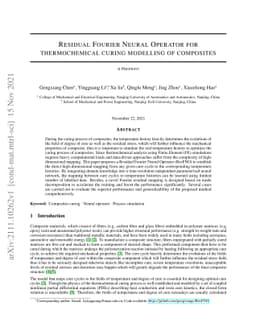 Residual fourier neural operator for thermochemical curing of composites