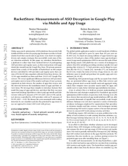 RacketStore: Measurements of ASO Deception in Google Play via Mobile and
  App Usage