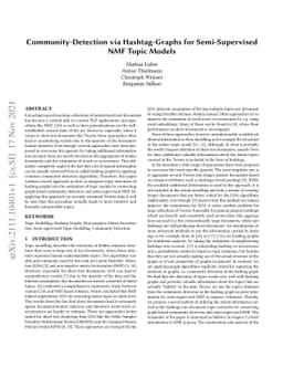 Community-Detection via Hashtag-Graphs for Semi-Supervised NMF Topic
  Models