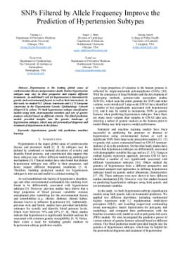 SNPs Filtered by Allele Frequency Improve the Prediction of Hypertension
  Subtypes
