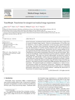 TransMorph: Transformer for unsupervised medical image registration