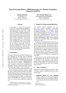 Data Processing Matters: SRPH-Konvergen AI's Machine Translation System
  for WMT'21