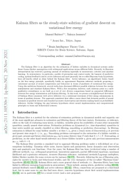 Kalman filters as the steady-state solution of gradient descent on
  variational free energy