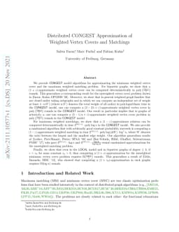 Distributed CONGEST Approximation of Weighted Vertex Covers and
  Matchings