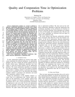 Quality and Computation Time in Optimization Problems