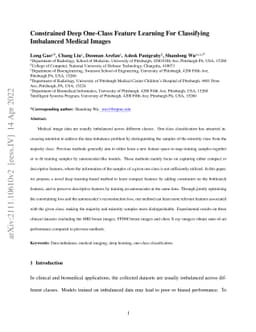 Constrained Deep One-Class Feature Learning For Classifying Imbalanced
  Medical Images