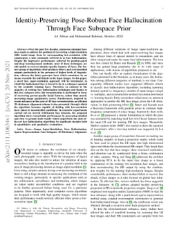Identity-Preserving Pose-Robust Face Hallucination Through Face Subspace
  Prior