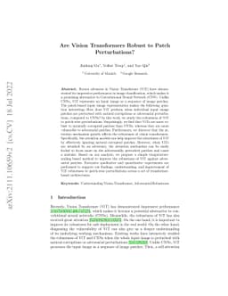 Are Vision Transformers Robust to Patch Perturbations?