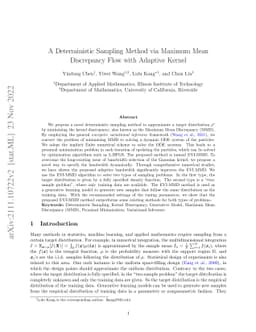 A Deterministic Sampling Method via Maximum Mean Discrepancy Flow with Adaptive Kernel