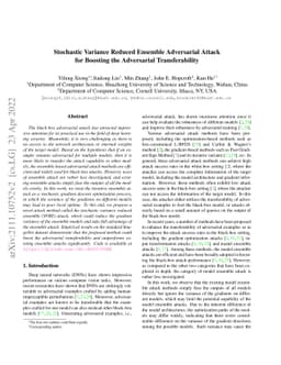 Stochastic Variance Reduced Ensemble Adversarial Attack for Boosting the
  Adversarial Transferability