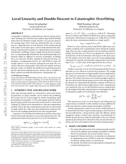 Local Linearity and Double Descent in Catastrophic Overfitting