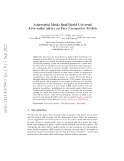 Adversarial Mask: Real-World Universal Adversarial Attack on Face
  Recognition Model