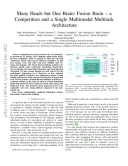 Many Heads but One Brain: Fusion Brain -- a Competition and a Single
  Multimodal Multitask Architecture
