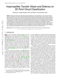 Imperceptible Transfer Attack and Defense on 3D Point Cloud
  Classification