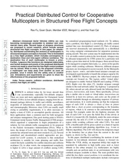 Practical Distributed Control for Cooperative Multicopters in Structured
  Free Flight Concepts