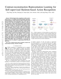 Contrast-reconstruction Representation Learning for Self-supervised
  Skeleton-based Action Recognition