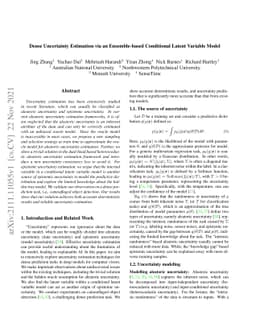 Dense Uncertainty Estimation via an Ensemble-based Conditional Latent
  Variable Model