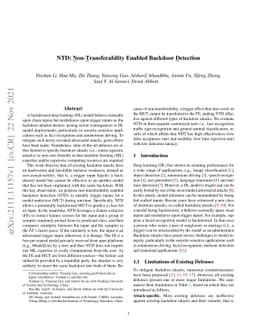 NTD: Non-Transferability Enabled Backdoor Detection