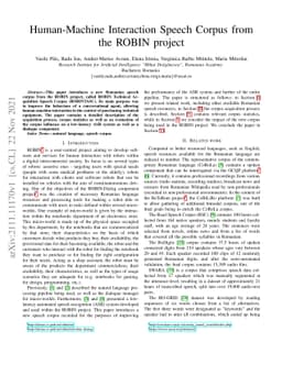 Human-Machine Interaction Speech Corpus from the ROBIN project