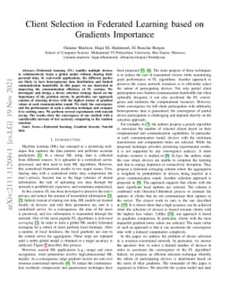 Client Selection in Federated Learning based on Gradients Importance