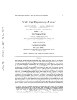 Parallel Logic Programming: A Sequel