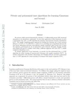 Private and polynomial time algorithms for learning Gaussians and beyond