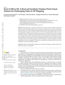 Paris-CARLA-3D: A Real and Synthetic Outdoor Point Cloud Dataset for
  Challenging Tasks in 3D Mapping