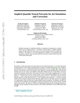 Implicit Quantile Neural Networks for Jet Simulation and Correction