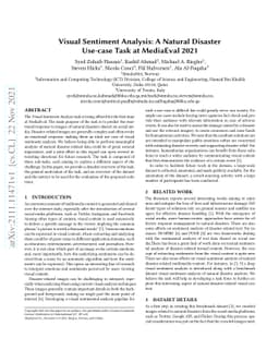 Visual Sentiment Analysis: A Natural DisasterUse-case Task at MediaEval
  2021