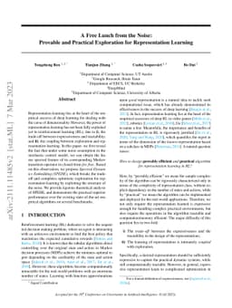 A Free Lunch from the Noise: Provable and Practical Exploration for
  Representation Learning