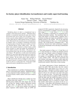 Ice hockey player identification via transformers and weakly supervised
  learning