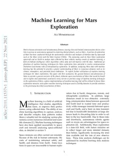 Machine Learning for Mars Exploration
