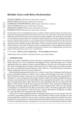 Reliable Actors with Retry Orchestration