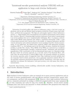 Variational encoder geostatistical analysis (VEGAS) with an application
  to large scale riverine bathymetry