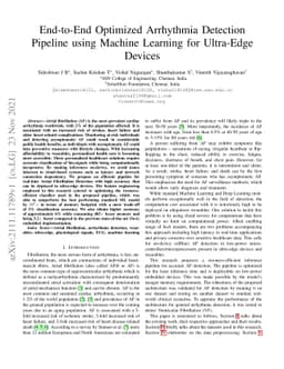End-to-End Optimized Arrhythmia Detection Pipeline using Machine
  Learning for Ultra-Edge Devices