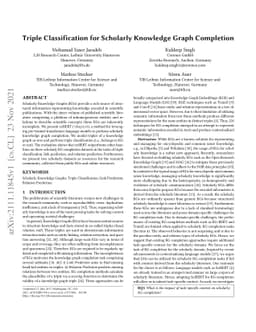 Triple Classification for Scholarly Knowledge Graph Completion