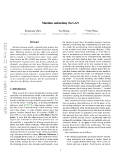 Machine unlearning via GAN