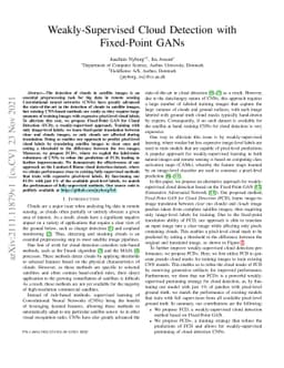 Weakly-Supervised Cloud Detection with Fixed-Point GANs